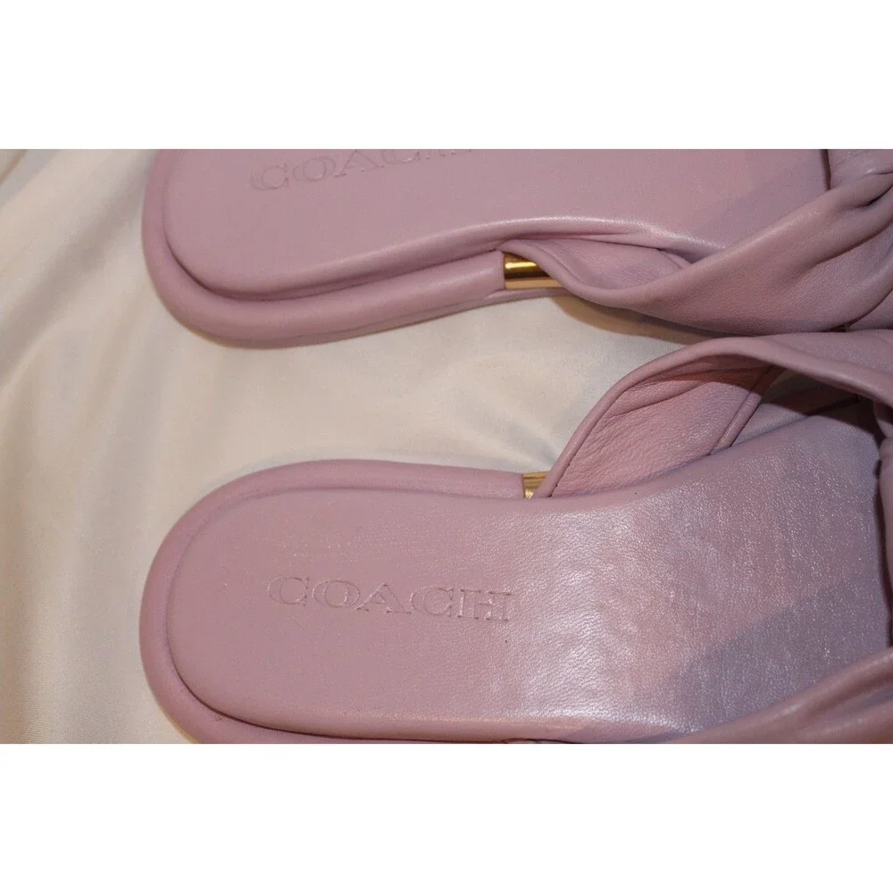 Coach Brooklyn Leather Sandals Violet Lilac Purple Twist Knot Slides Women's  7